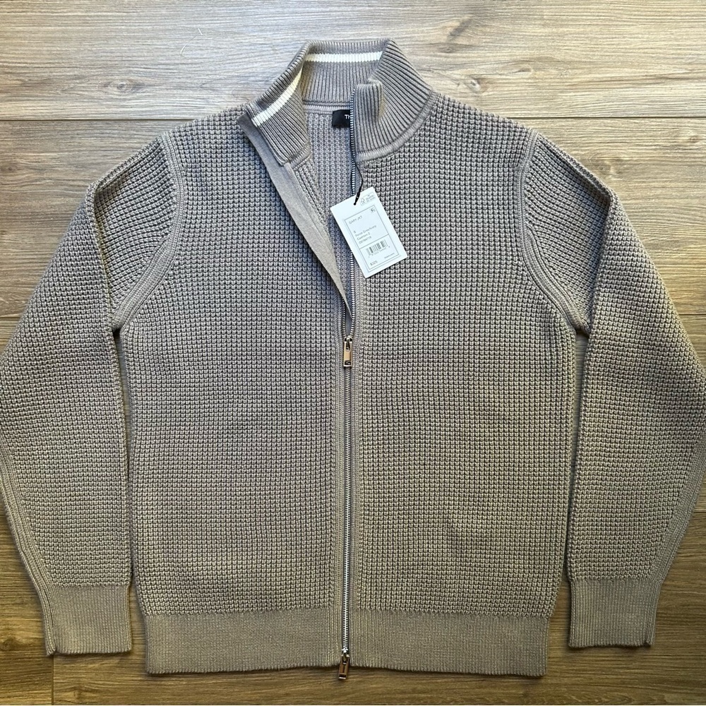 Theory | Gary Full Zip Jacket, Heavyweight Knit in Force Grey/Ivory (S) - Picture 4 of 16